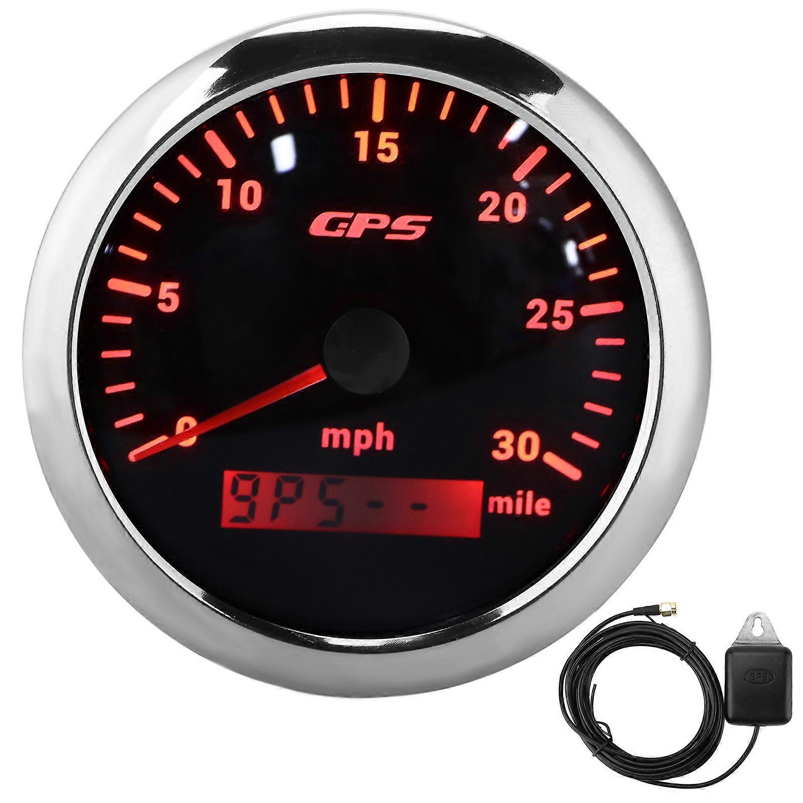 3.3in GPS Speedometer 030MPH/H Speed Gauge Colorful Backlight IP67 Waterproof for Car RV Boat YachtBlack Dial E2U412