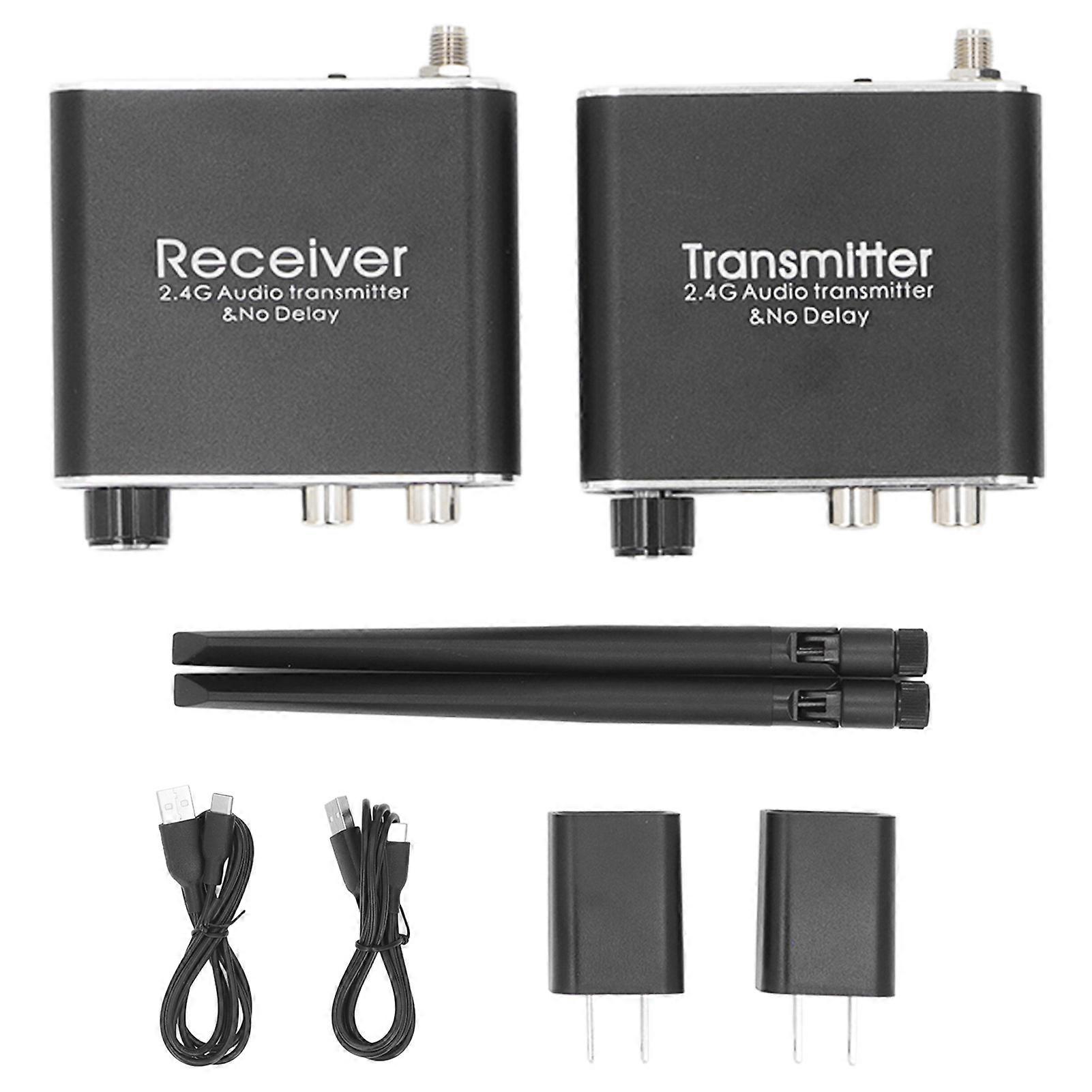 2.4g Wireless Audio Transceiver No Delay Audio Transmitter Receiver Adapter Rca 3.5mm Input Output 100240v Us Plug