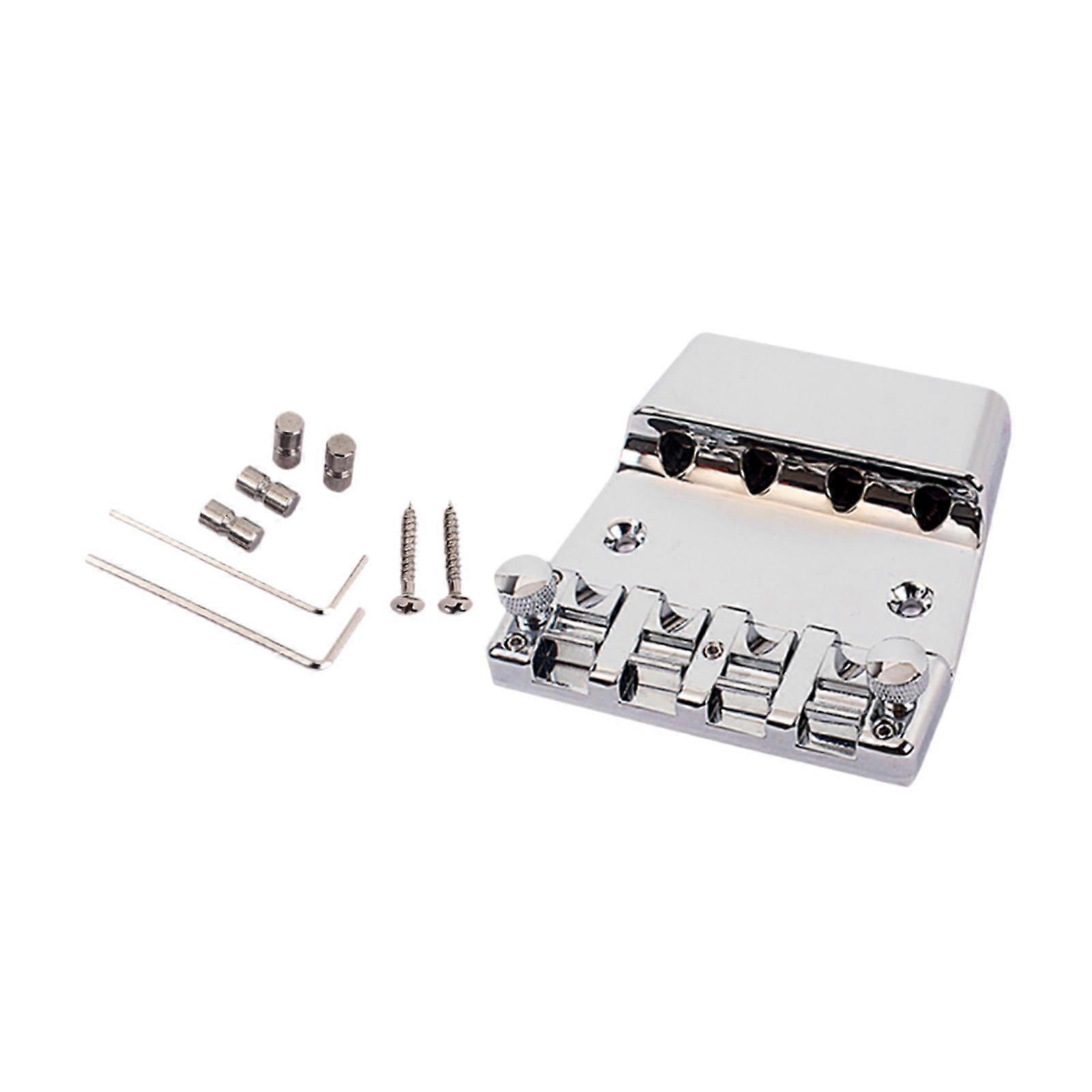 4 Strings Bass Bridge with Locking Saddles for Bass Guitar Parts Instruments Black