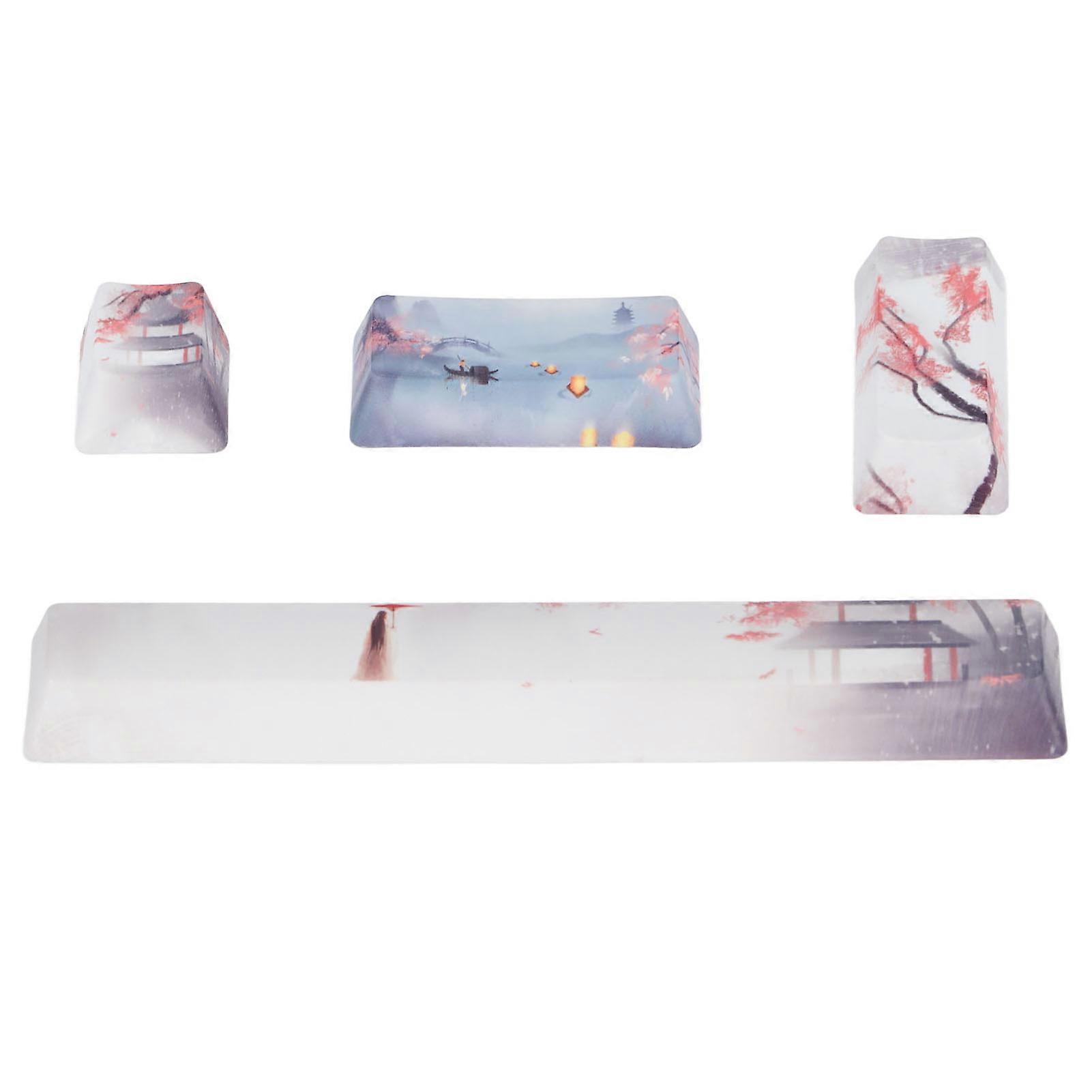Custom Keycap Landscape Painting Pattern Five Sides Sublimation DIY PBT Keycaps for Universal Mechanical Keyboards