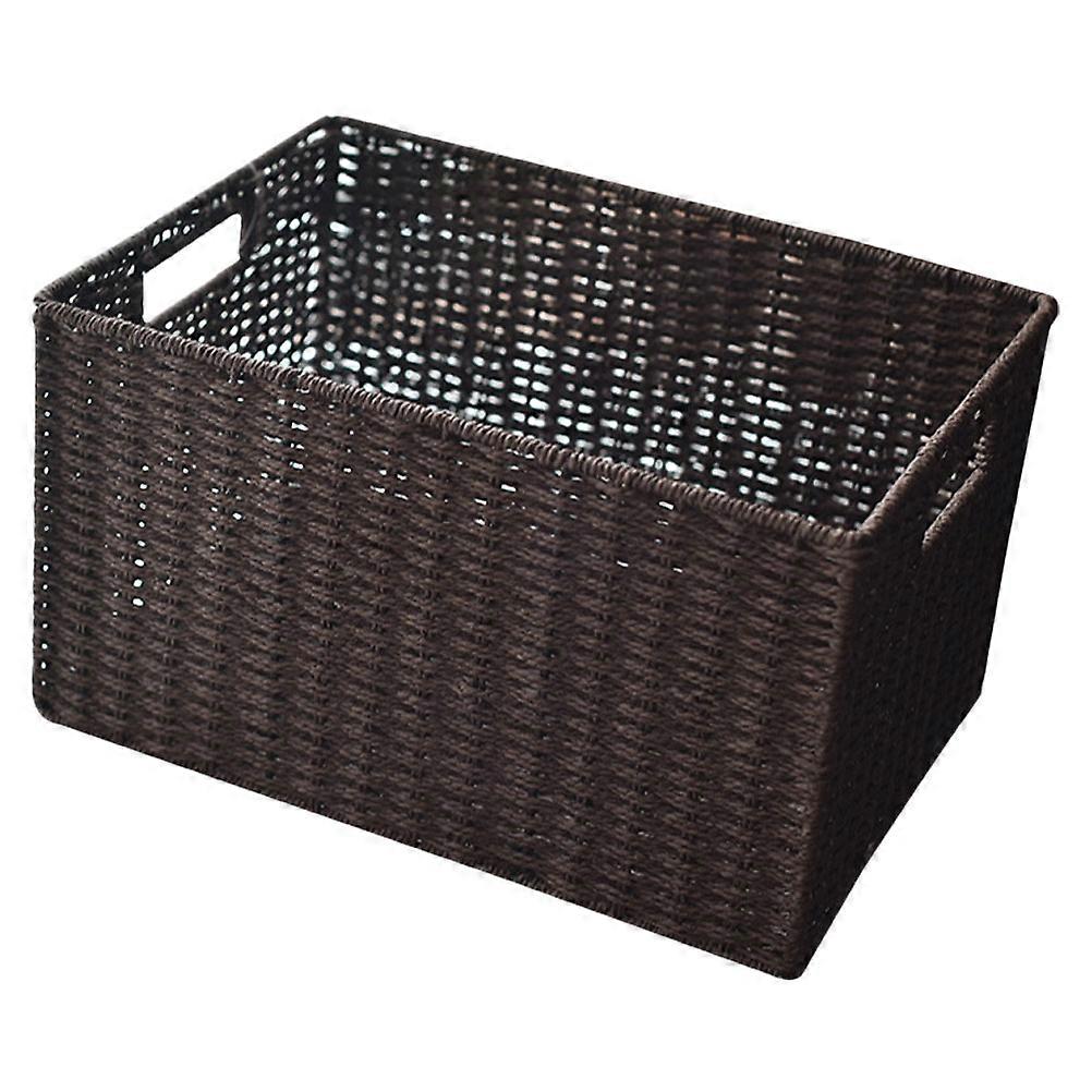 1Pc Hand-woven Basket Rectangular Sundries Basket Closet Basket (Random Color)