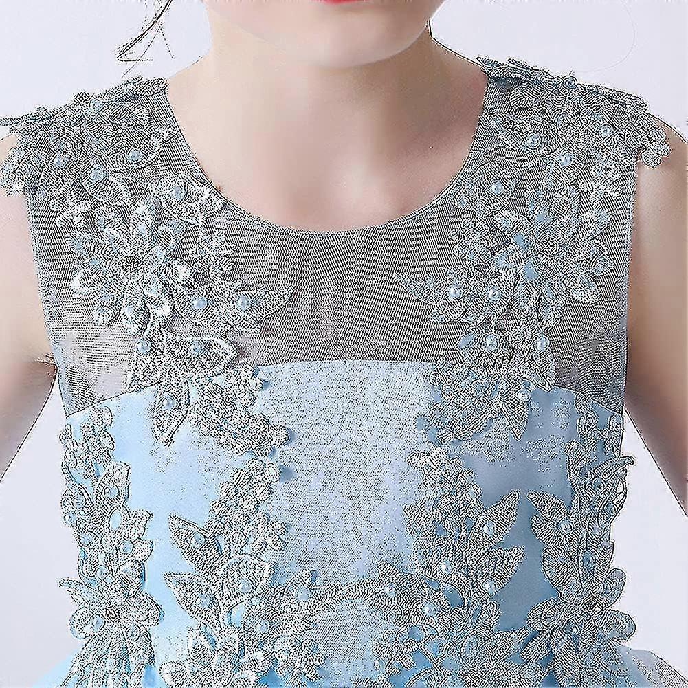 IYOU Robe Blanche Élégante Fille Dentelle Tutu - Robe Princesse Sans Manches Pour Communion, Mariage & Anniversaire