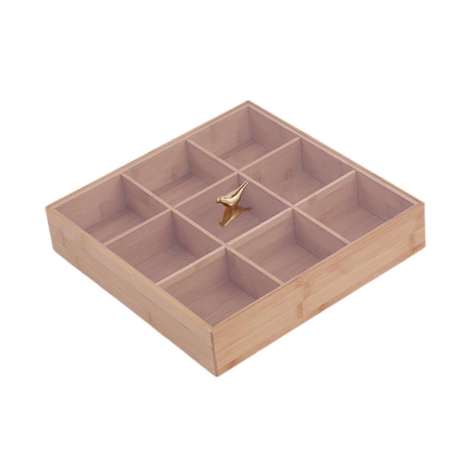 صينية تقديم مقسمة مع غطاء خشبي صينية وجبات خفيفة للحفلات الخفيفة لوجبات الوجبات الخفيفة بكوكيز الحلوى 6 شبكات