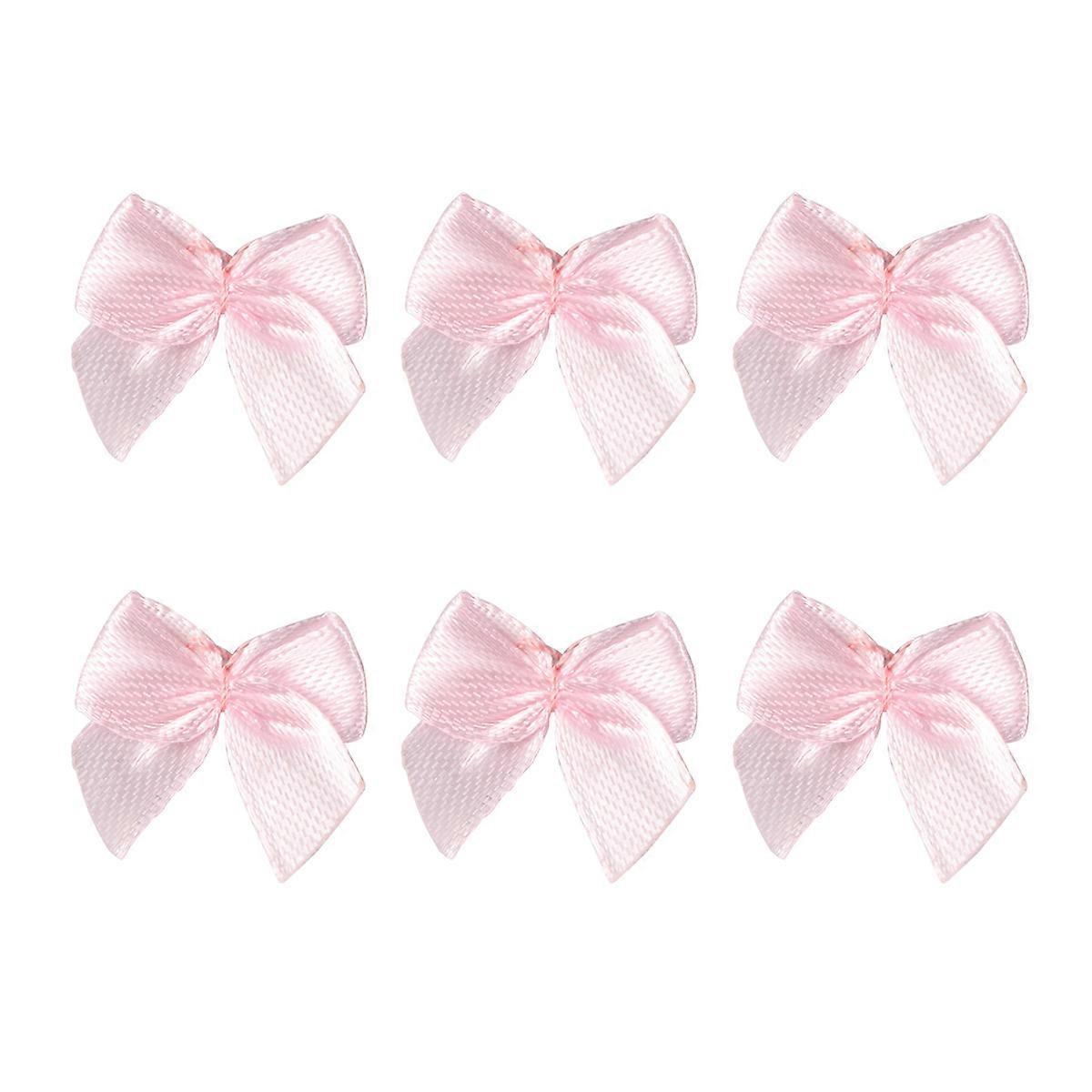 100pcs 리본 활 꽃 수제 헤어 활 액세서리 재료 작은 신선한 패턴 공예 장식품 선물 장식 (핑크)