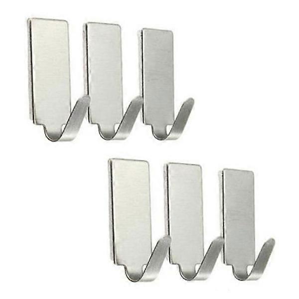 Self-adhesive stainless steel hooks - 6-pack