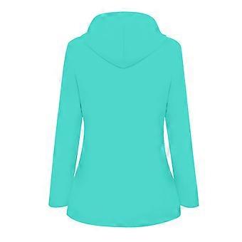 Kvinnor Solid Regnjacka Utomhus Plus Size Hooded Regnrock Vindtät