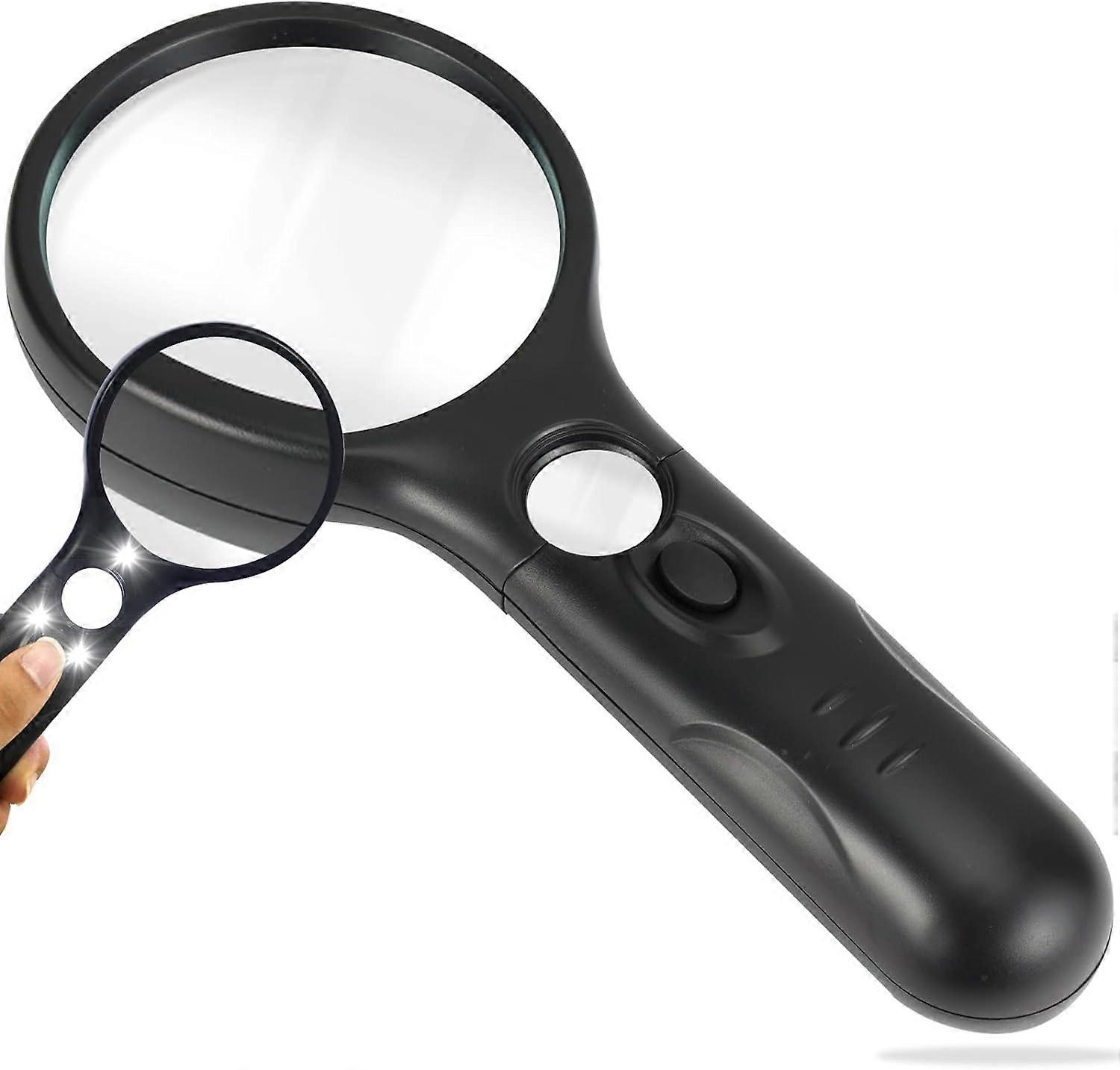 Lighted Reading Magnifier, Illuminated Magnifying Glass with 3 LED Lights for Seniors or Visually