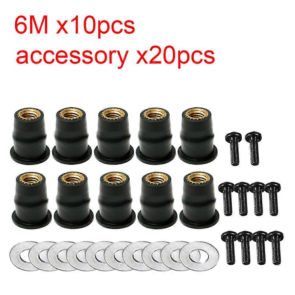 Convex rubber well rivet, motorcycle windshield, kayak, black, automobile accessories, RL, M5, M6, Kg, 30 pieces, 10 pieces
