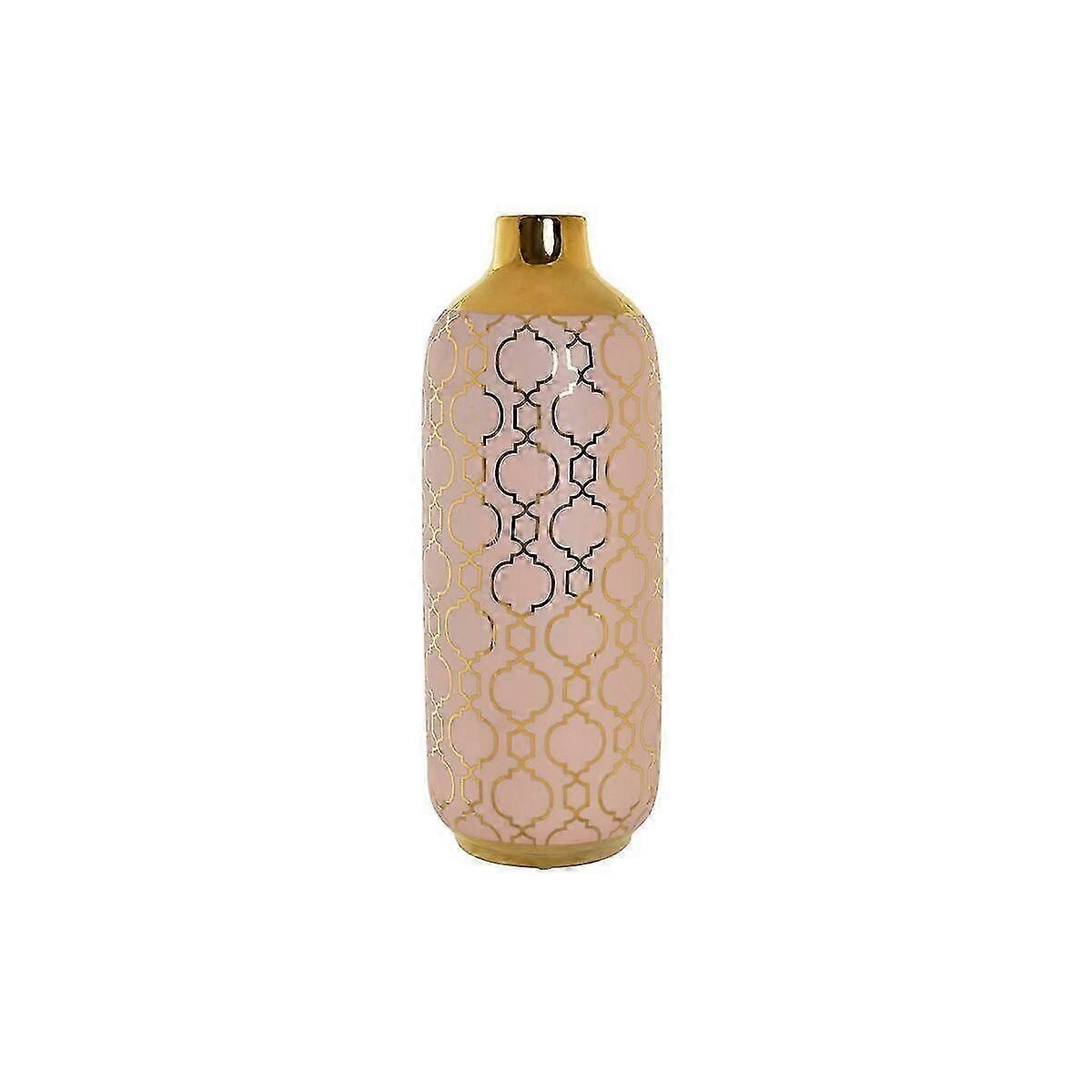 花瓶 DKD 家居装饰瓷器粉红色金色东方 (15 x 15 x 41,5 厘米)