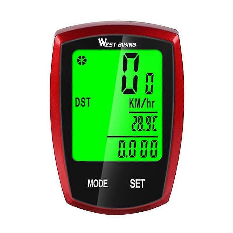 Computer Wired Led Digital Rate Cycling Waterproof Odometer Stopwatch Speedometer Bike Computer (Red)