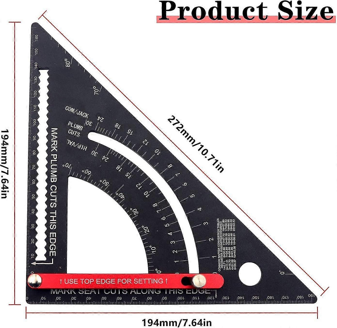 Triangle Carpenter Tools, High Precision Aluminum Alloy Triangle Ruler Layout Measuring Woodworking Tools Carpenter Layout Metric Adjustable Combinati