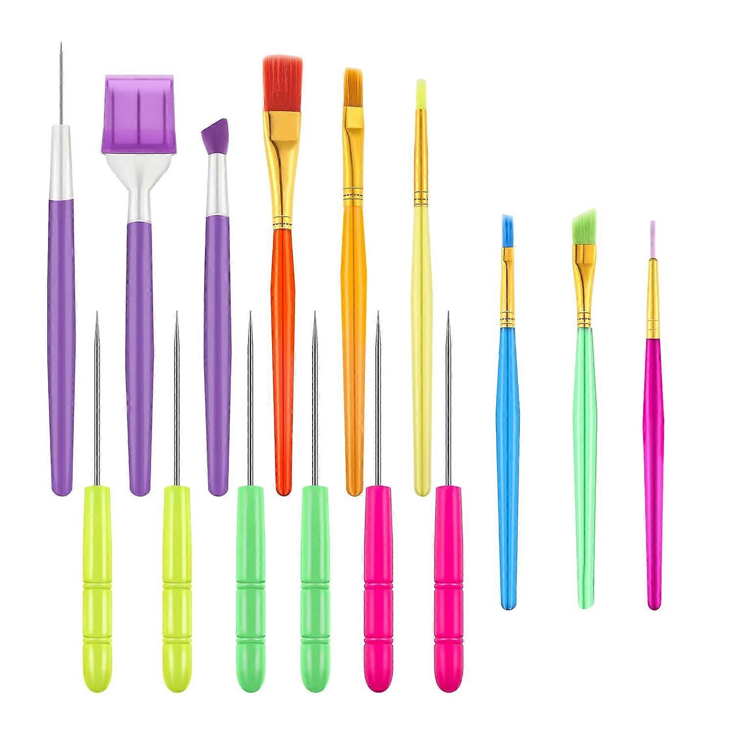 15 Pcs Cake Decorating Tool Set Cookie Decoration Brushes Cookie Scriber Needles for Cookie Cake De
