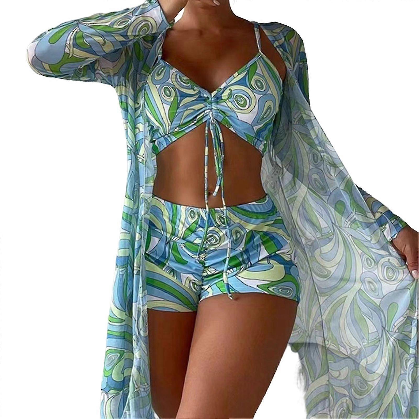 Baddräkt Badkläder för kvinnor Hög midja 3-delad baddräkt present till flickor damer vän -suzuka