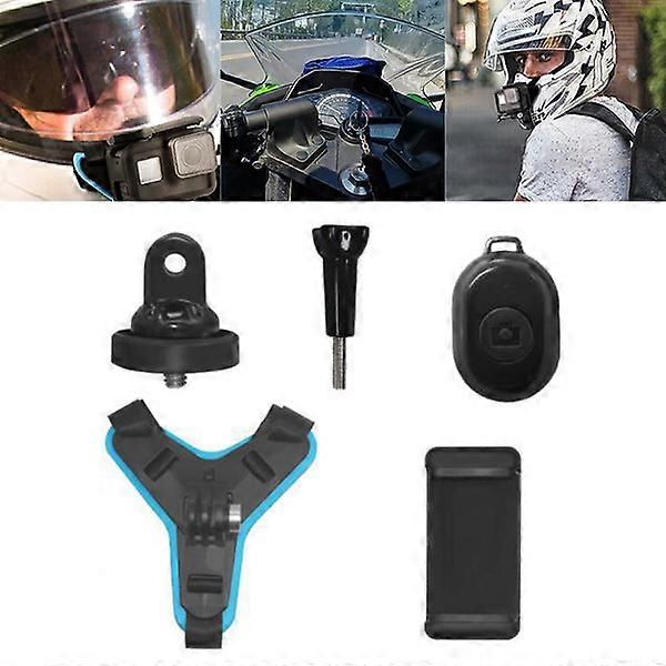 Motorcycle Helmet Chin Mount Holder With Phone Stand Remote For Gopro 7 6 5 Action Camera