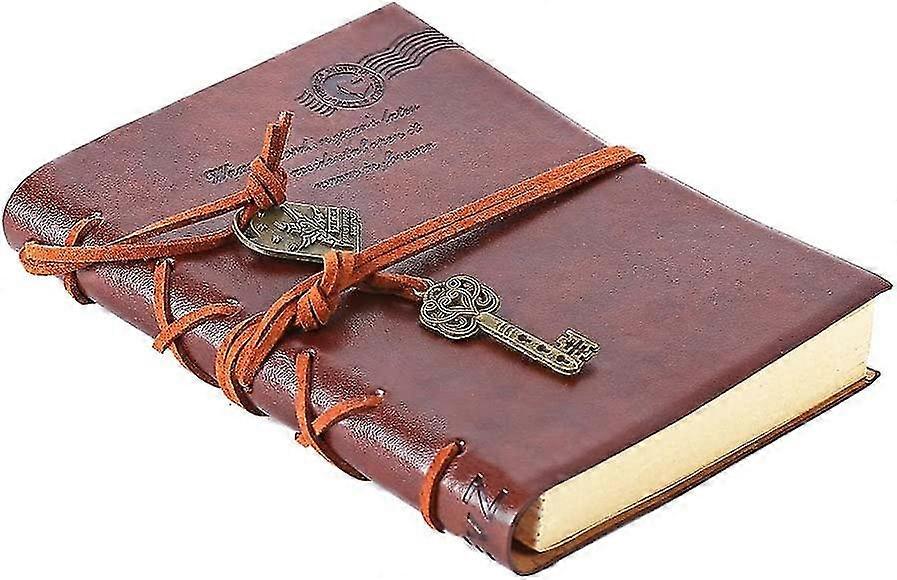 Leather Writing Journal Notebook, Key Bound Retro Vintage Notebook Diary Sketchbook Gifts With Unlined Travel Journals To Write In For Girls And Boys