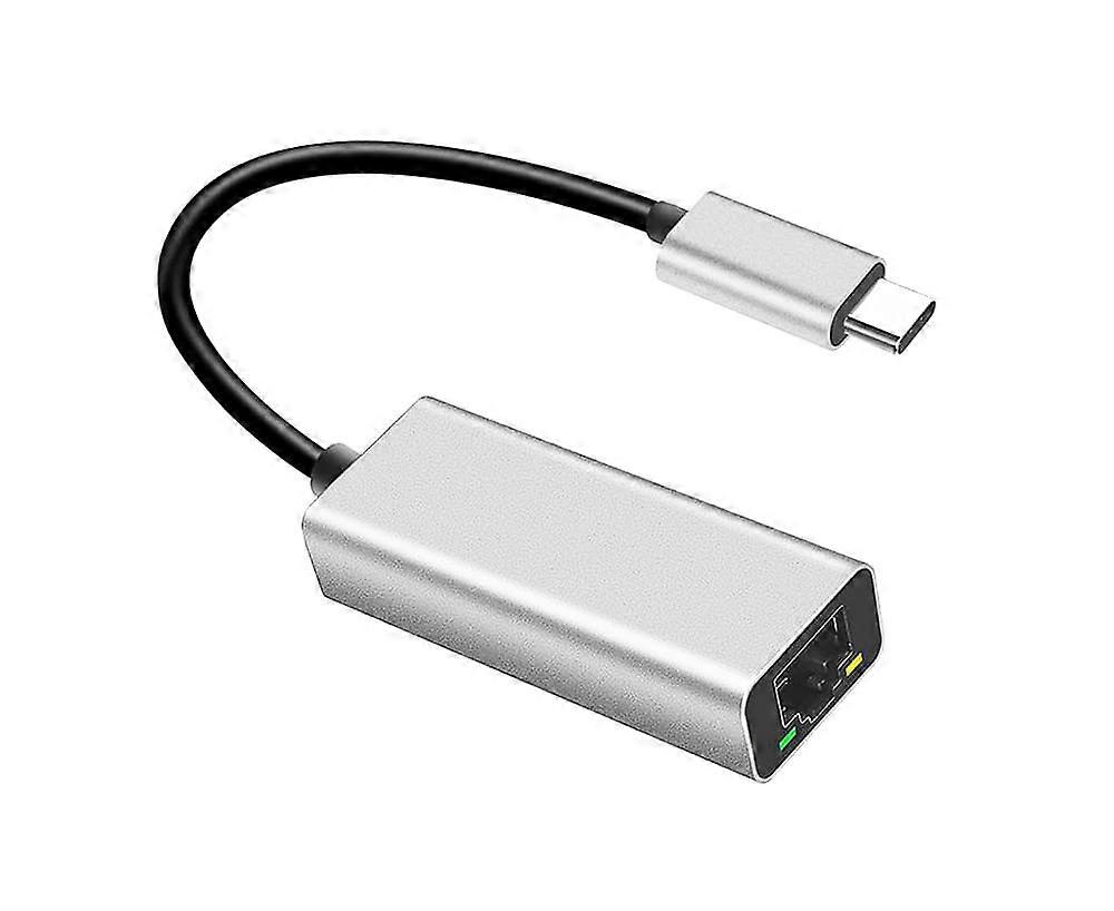 Lan Adapter Cable Stable Transmission Anti-interference TPE Type-C to RJ45 100M Network Card Converter for MacBook - Silver
