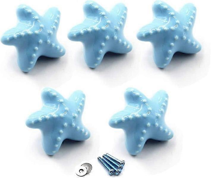 Blue Ceramic Drawer Pulls, Knobs, and Furniture Handles for Kids Room Pack