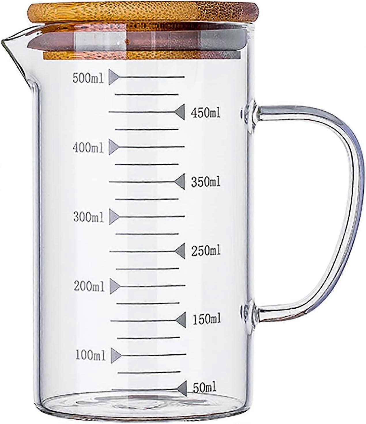 Glass Measuring Jug , Kitchen Lab Clear Easy to Read Measurements, Microwave Safe, Cook with Accuracy, Ergonomic Handle Design,500ml