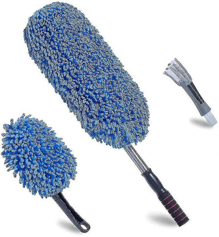 3 Pack Microfiber Car Duster Extendable Handle Interior Exterior Multipurpose