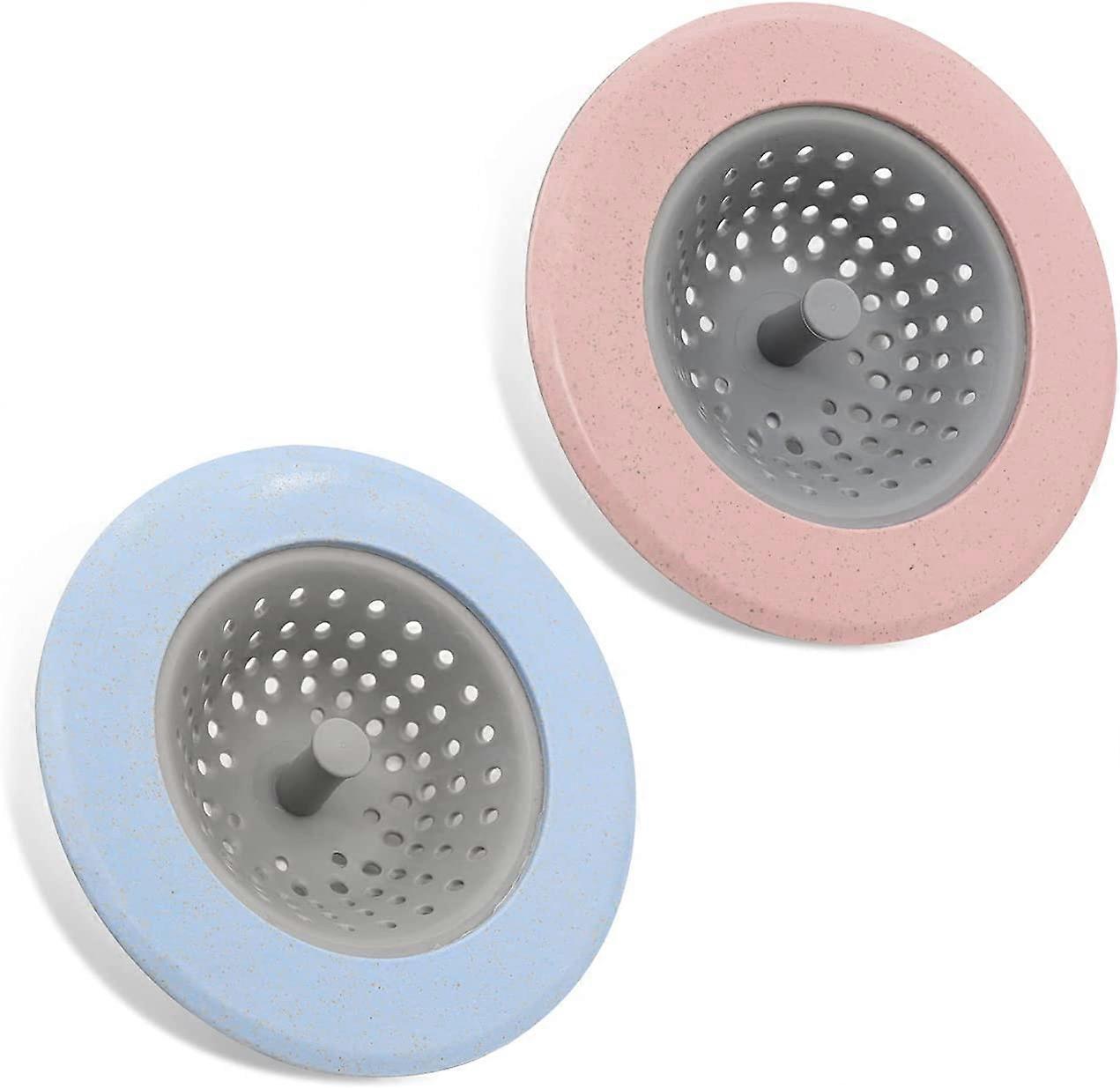 2er-Pack Küchenspüle Abflusssieb, Silikon Lebensmittelspüle Sieb, Abflussabdeckung Küchenspülenkorb für Küchenspüle (Blau + Rosa)