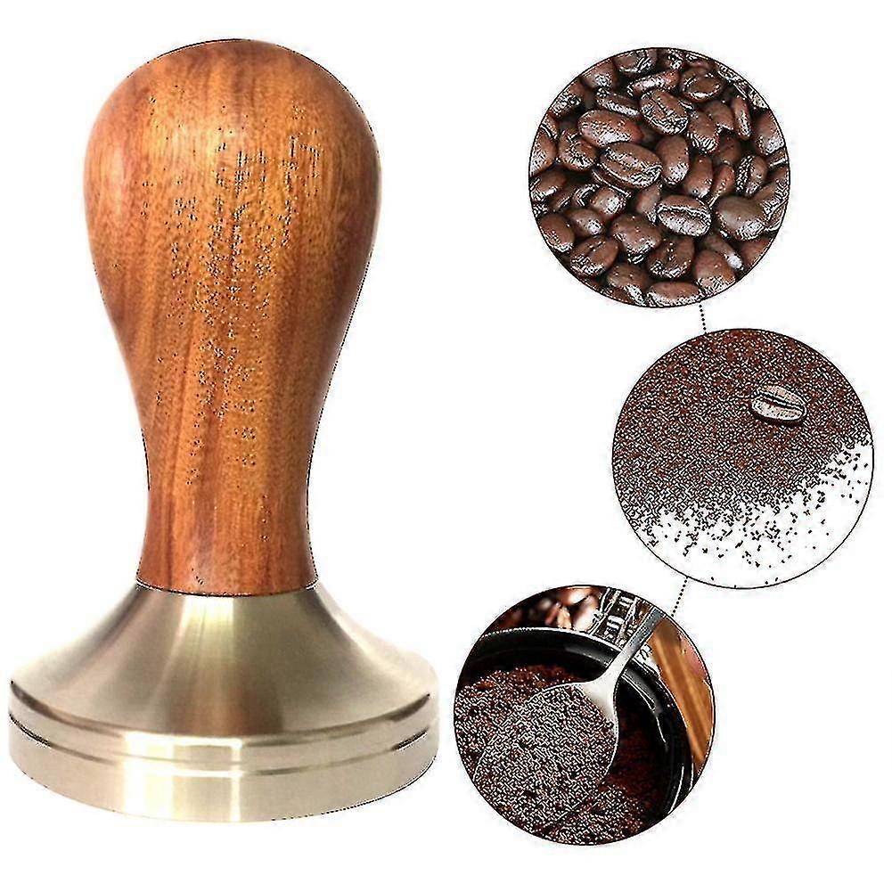 Træ Espresso Kaffe Tamper 51mm/58mm rustfrit stål flad base