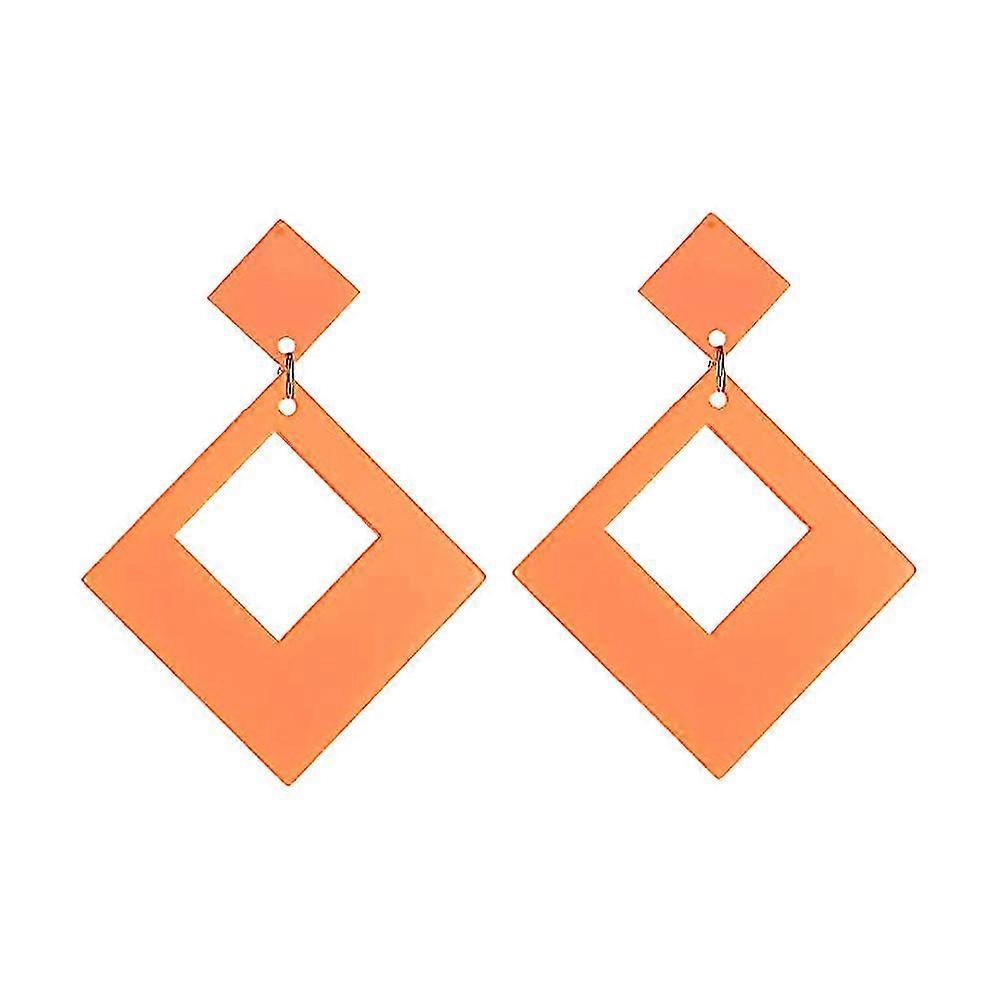 Square Exaggerated Earrings, Long Statement Earrings