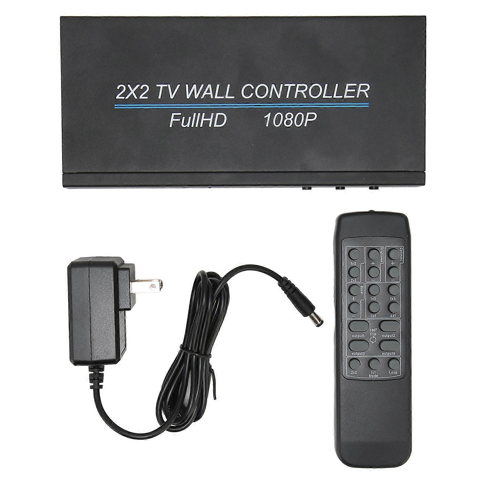 2x2 TV Wall Controller HD Multimedia Interface Plug and Play 1080P Screen Splicing 110?240V US Plug