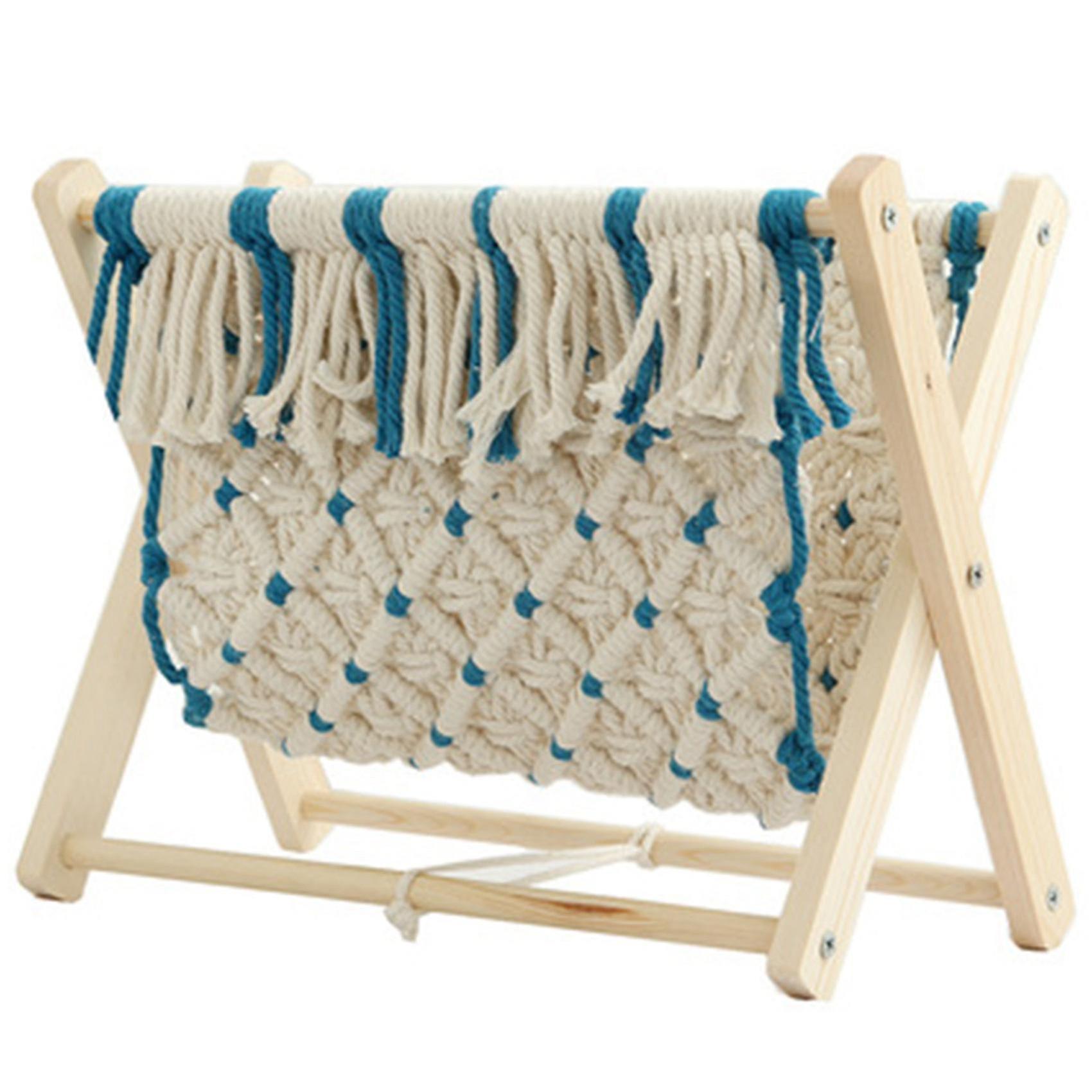 Patchwork Rope Braided Storage Style Desktop Magazine Floor Rack Photo Props Shelf Fashion Single L