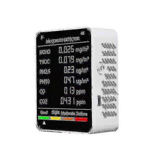 6 σε 1 Pm2.5 Pm10 Hcho Tvoc Co Co2 ανιχνευτής ποιότητας αέρα co co διοξείδιο του άνθρακα φορμαλδεΰδη οθόνη LCD μεγάλη οθόνη