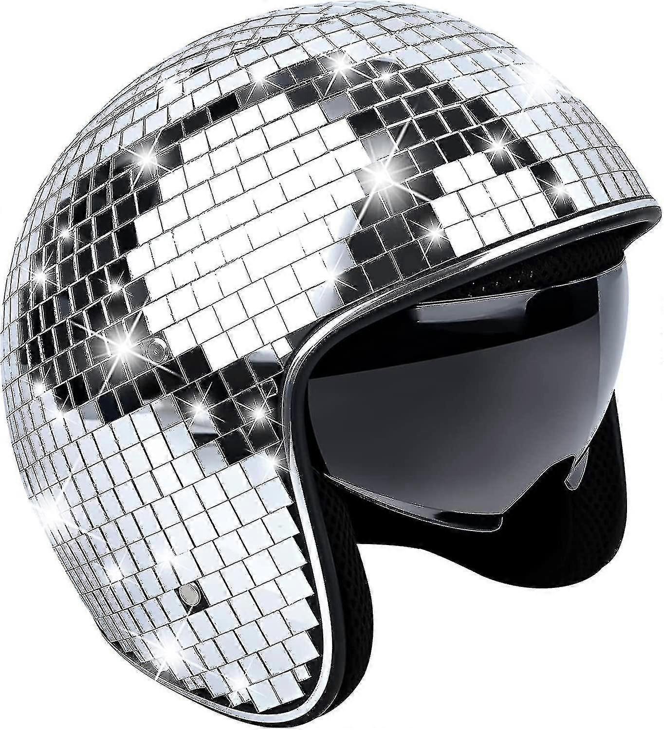 Disco Ball Helmet, Disco Helmet Bicycle Helmet Shiny Silver Harley Helmet Party | Fruugo At Zy3.4