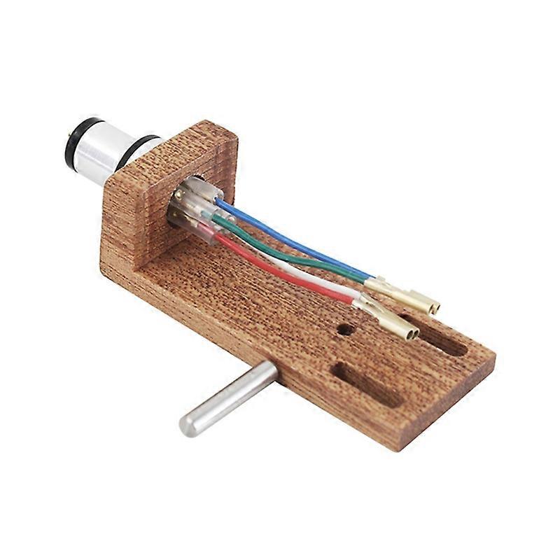 Universal Phono Cherry Wood Turntable Headshell with Lead Wires,for LP Turntable Phono Headshell Mount Replacement