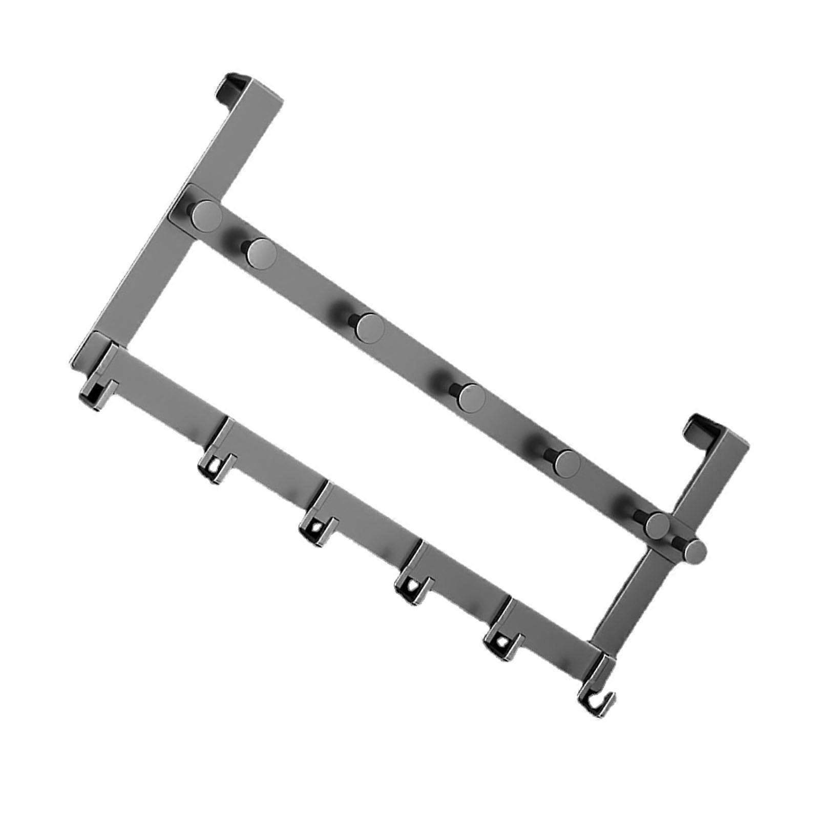 Dual Layer Over The Door Hooks Rack for Towel Coats Hats Bathroom