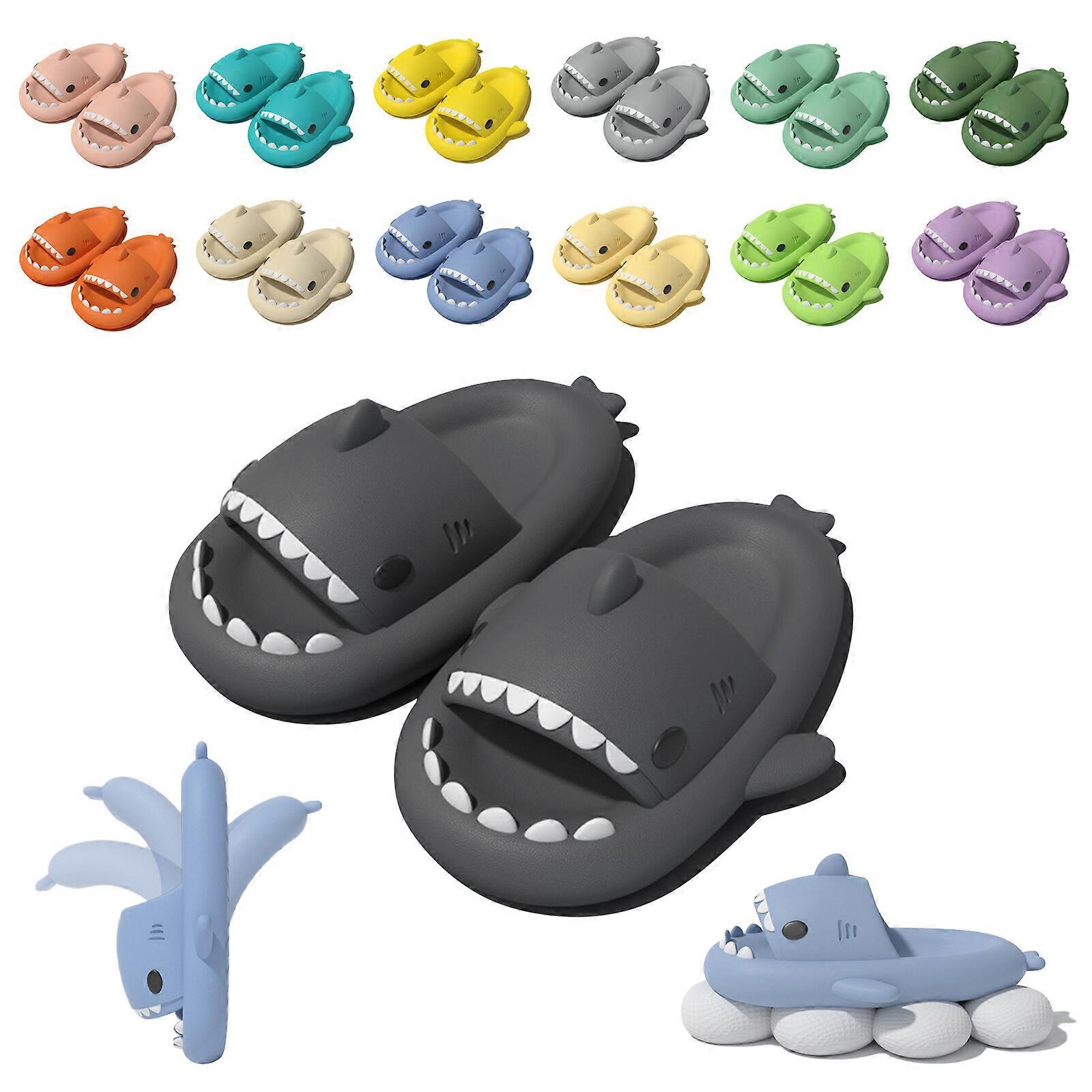 Kvinner Menn Shark Slides Cloud Sandaler Soft Open Toe Pillow Tøfler