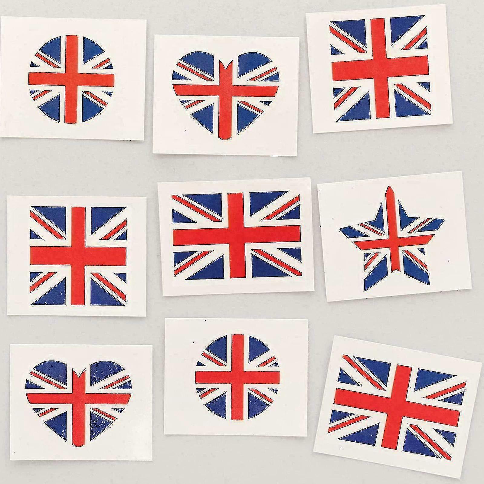 60 Adet Union Jack Bayrağı Yüz Dövmeleri İngiliz Jübile Kırmızı Beyaz Dövme Çıkartmaları