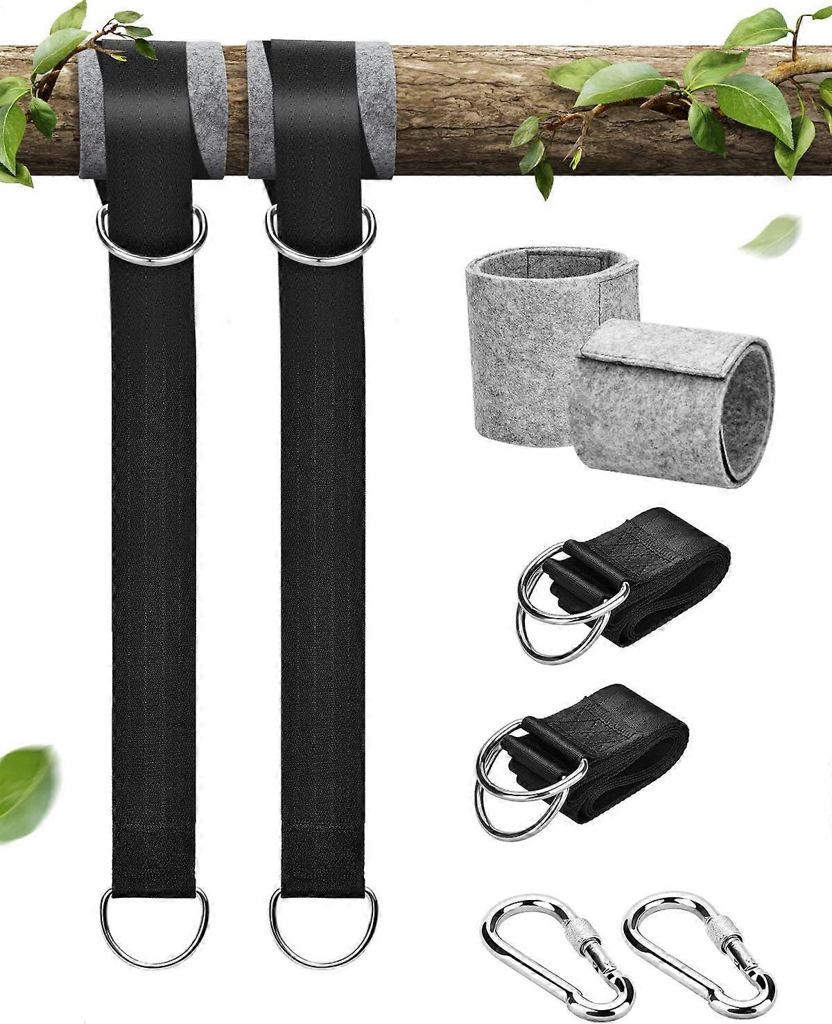 Tree swing straps, extra long 158cm hammock tree straps with 2 safety locking carabiner hooks and D-rings, perfect for hammock hanging kit straps, hol