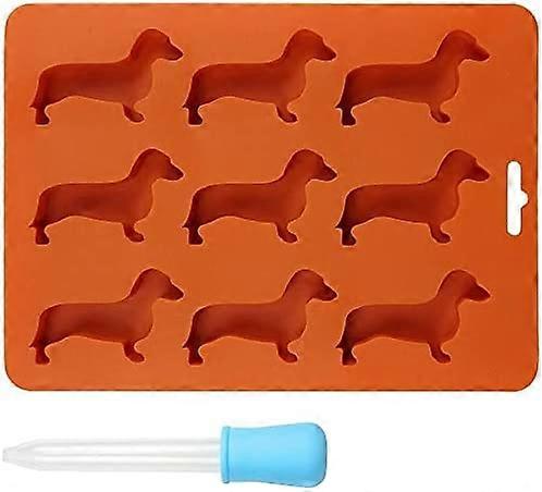 Ice Cube Trays, Chocolate Mould, Dachshund Dog Shaped Silicone Cube Mold and Tray,Orange