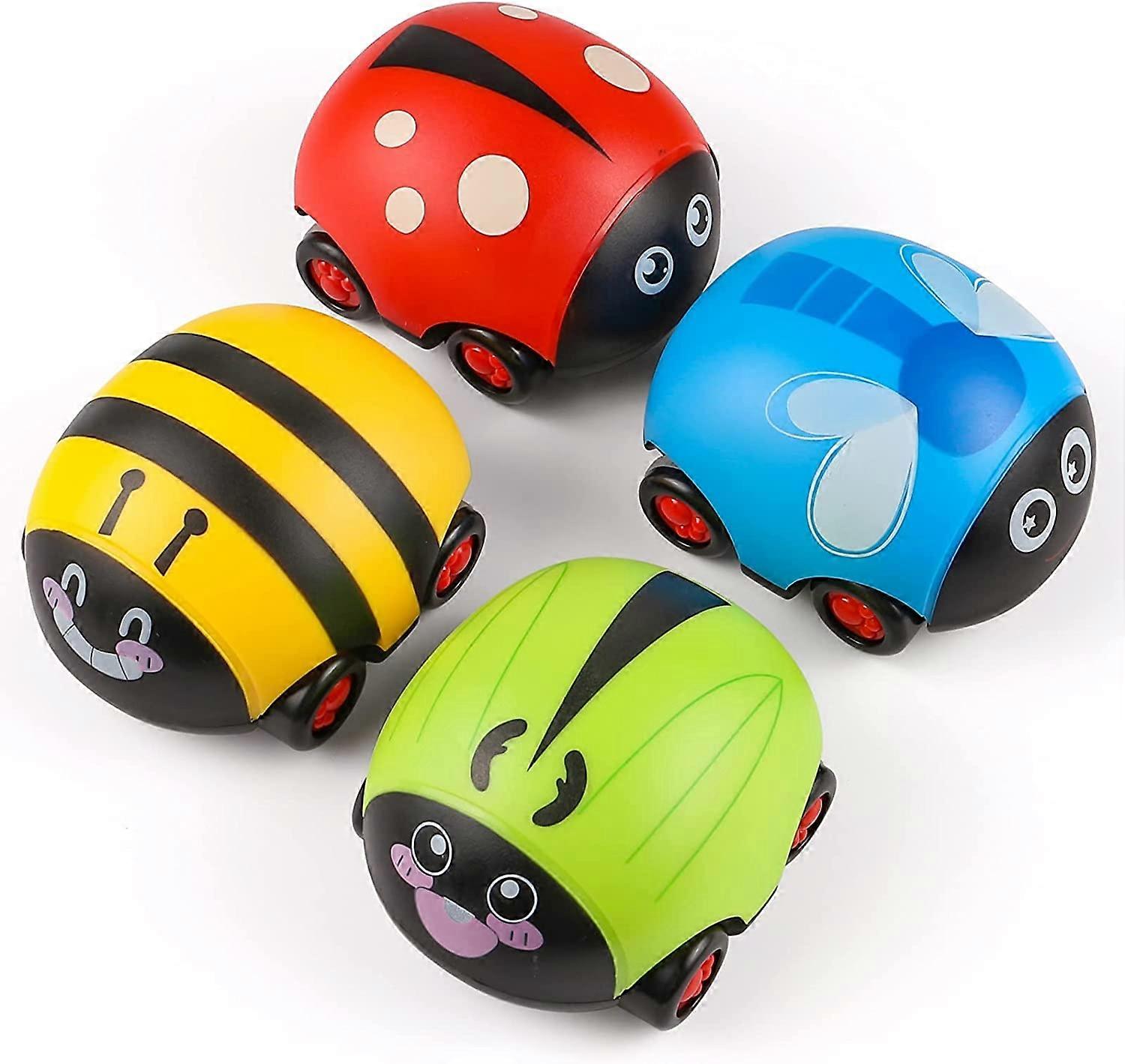 Taaperon lelut 1 2 3-vuotiaille pojille leluautot, 4 kpl värilliset taaperon lelut, kitkakäyttöiset ajoneuvot taaperon lelut, Push Back vauvan auton lelu lahja