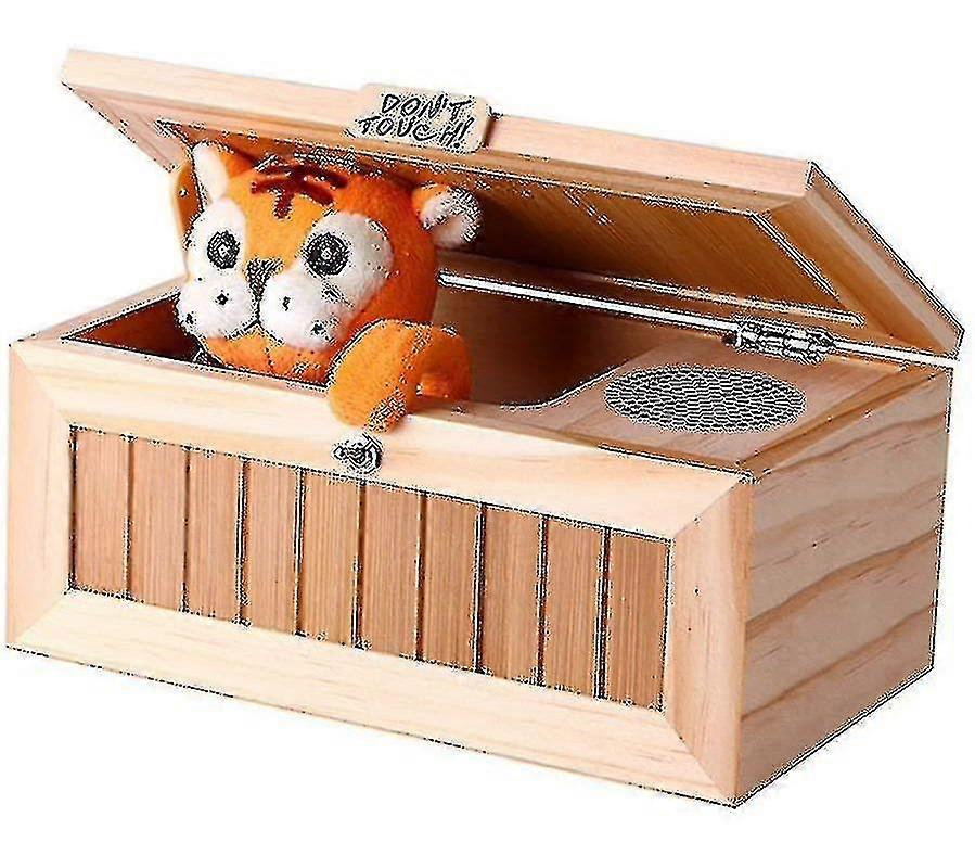 Tiger Wooden Useless Box Toy Gift With Sound