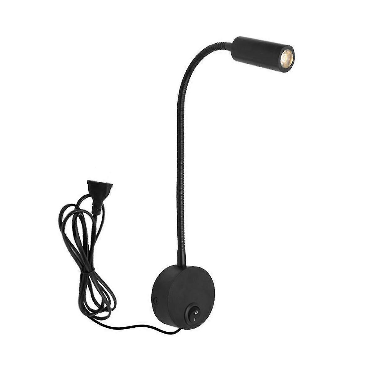 Wall-mounted Reading Lamp Wall Lamp Hose Bedside Lamp Switch Control Minimalist Style Wall Lamp(black Uk Plug)