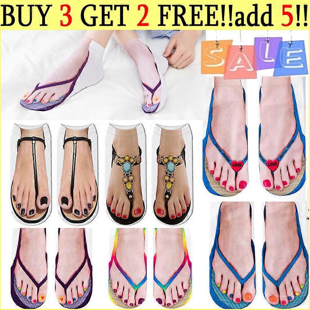 1Pairs 3D Pattern Flip Flop Socks Summer Design Stocking Funny Sock Novelty Gift