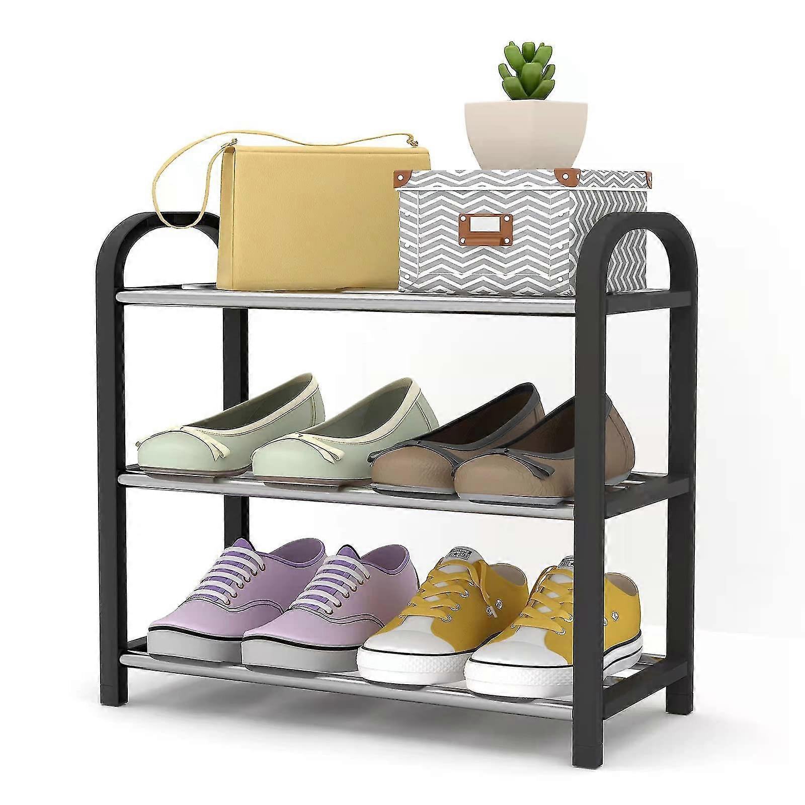 Small Shoe Rack, 3-Tier Shoe Rack Multifunctional Lightweight Organizer ...