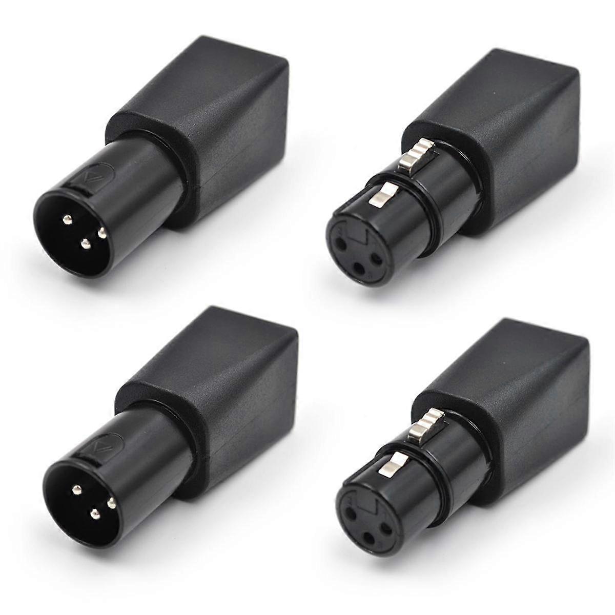 4Pcs to RJ45 Connector RJ45 Ethernet to 3 Pin XLR Adapter 3-Pin XLR Female & Male Adapter for Audio