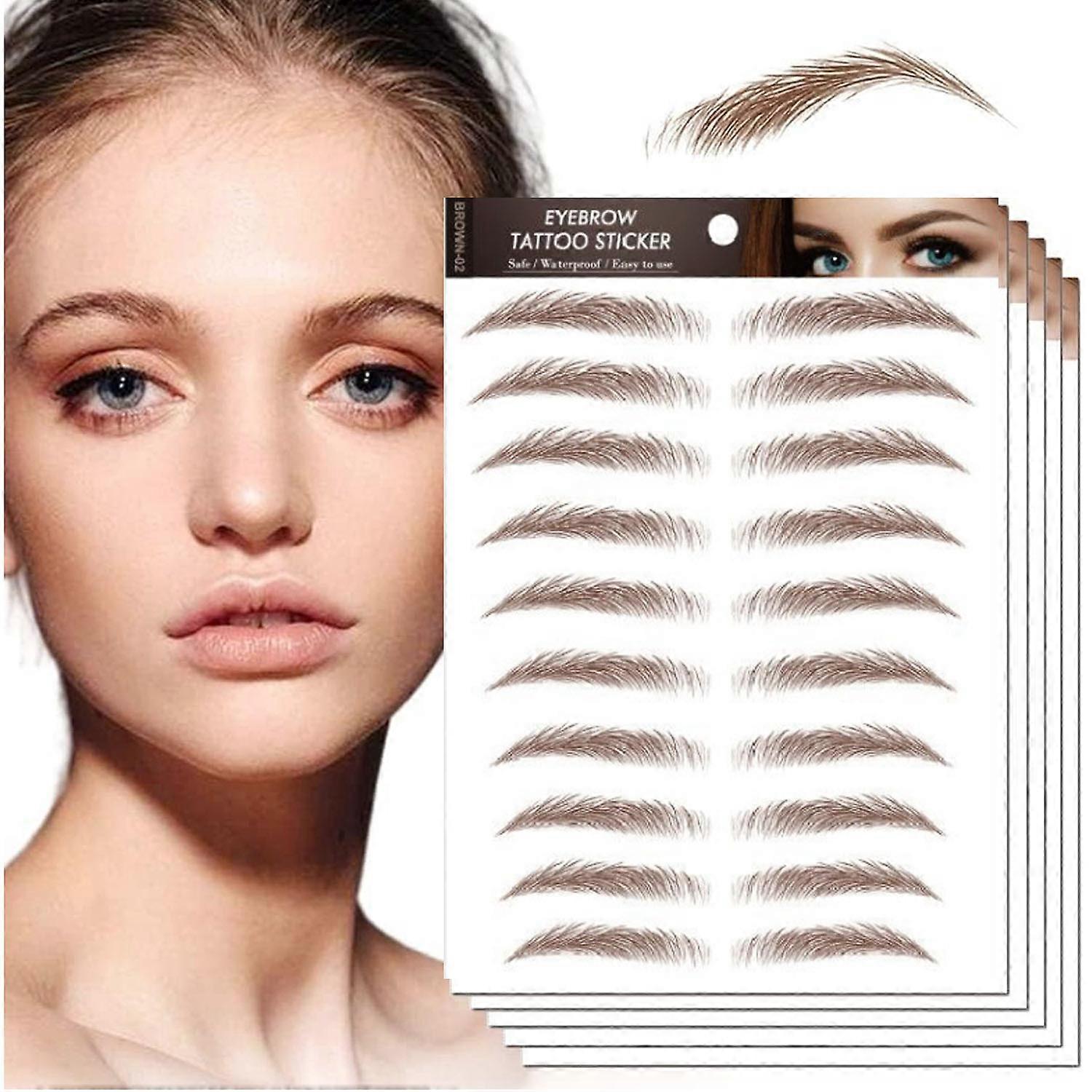 (Brown)10 Sheets Waterproof Eyebrow Tattoo StickersStyle 2