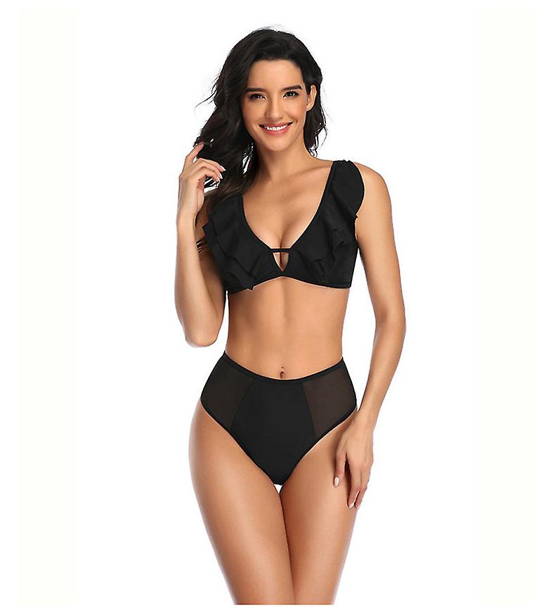 Sexy Double Flashing Mesh Solid Color Bikini