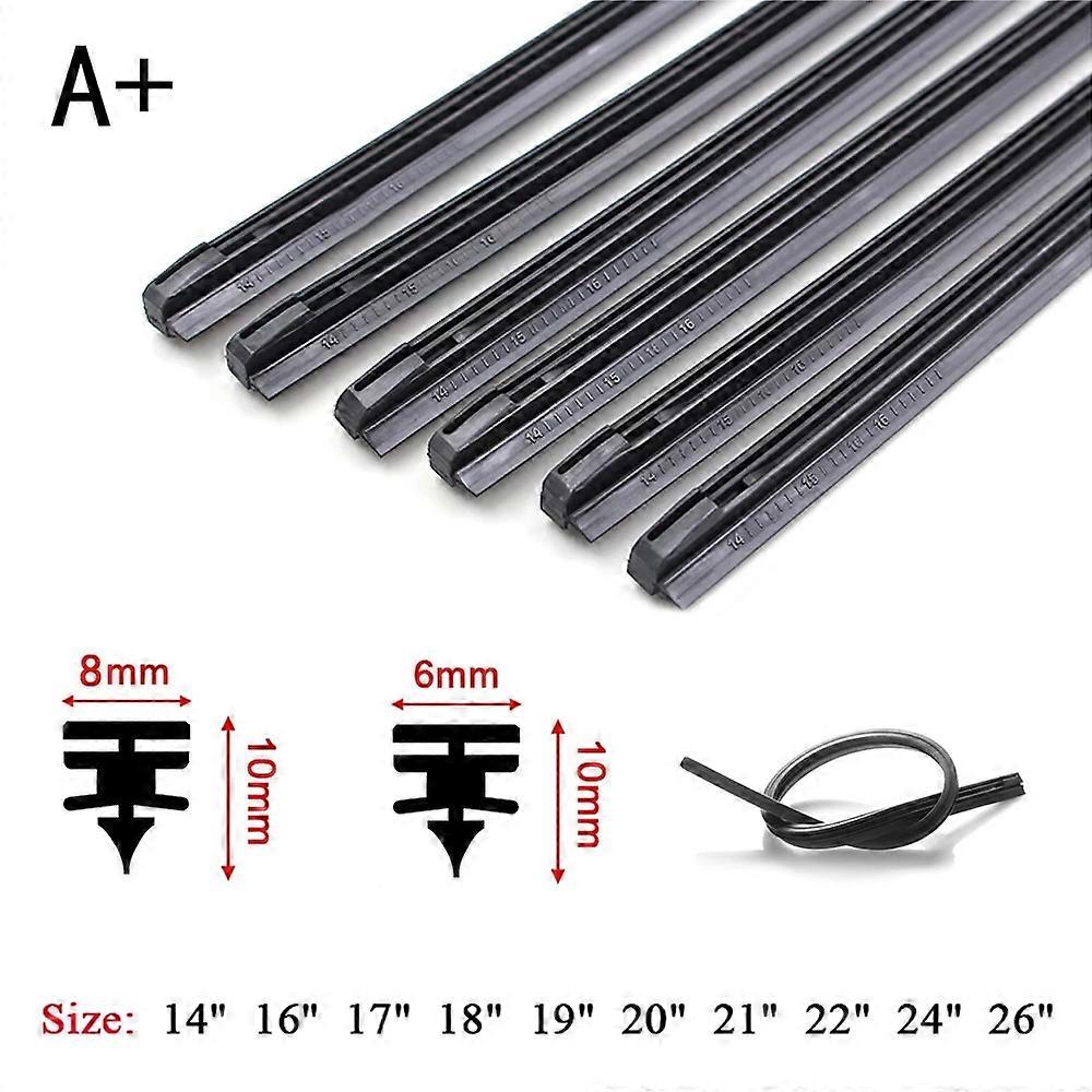 2PCS Windshield Windscreen 8MM 6MM 14"16"17"18"19"20"21"22"24"26"28" Car Wiper Blade Replacement Insert Refill Rubber Strip