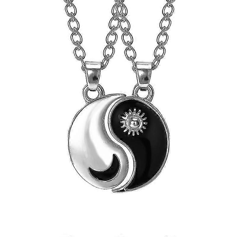 Colar de pingente Yin Yang Tai Chi Costurando Colar De Lua De Sol Combinando Colar
