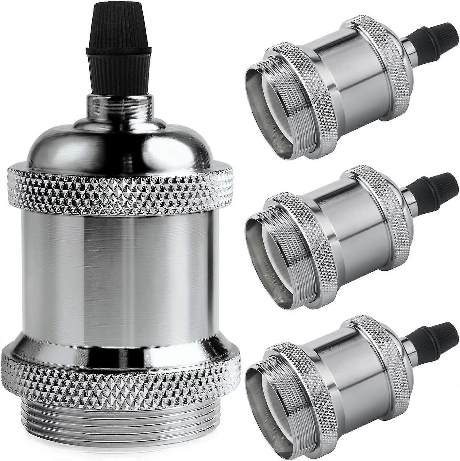 Vintage E27 lamp socket, Edison retro pendant lamp, Solid ceramic adapter, 4 Pieces chrome color socket