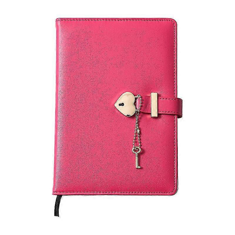 Pu Leather Vintage Lockable Journal Notebook With Heart-shape Padlock And Key