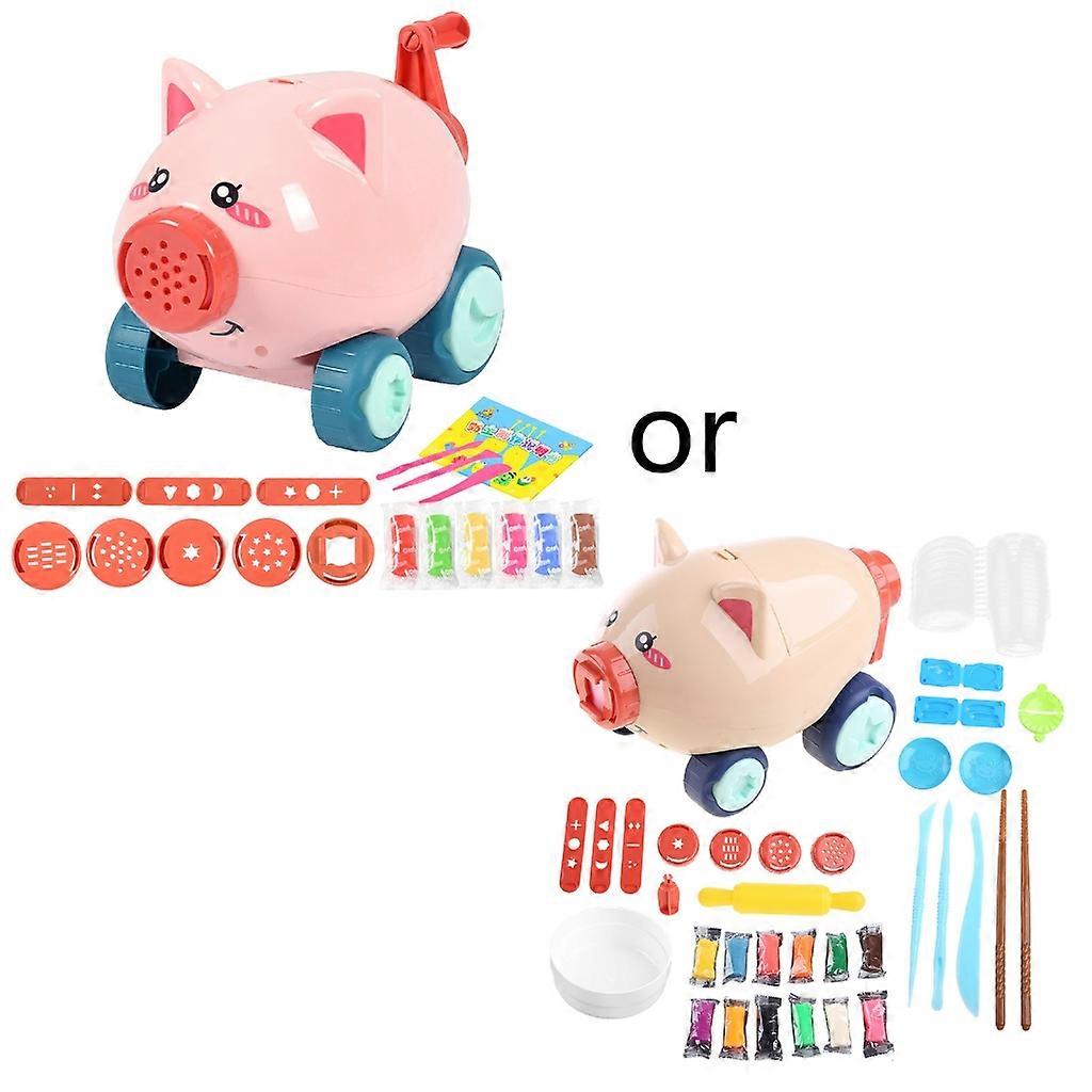 Children's Color Clay Noodle Machine Piggy DIY Game House Toy for Creative Color Clay Noodle Maker Dumpling Maker Plasticine Tool Mold Set for Creativ