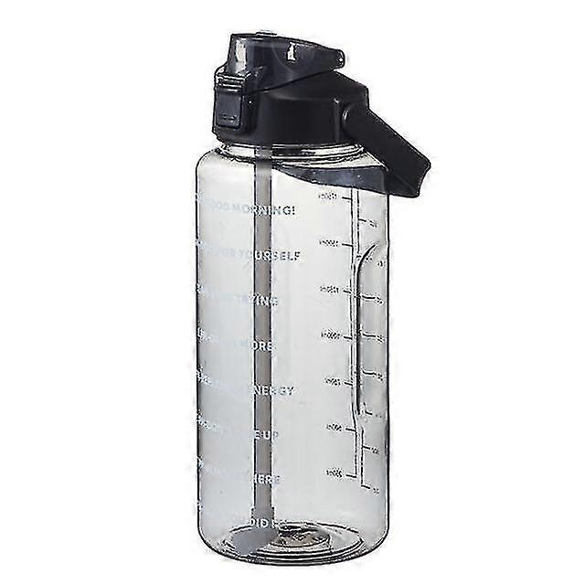 High-value Simple Transparent Large-capacity Water Bottle With Straw Portable Anti-fall With Scale 2l Sports Plastic Water Cup
